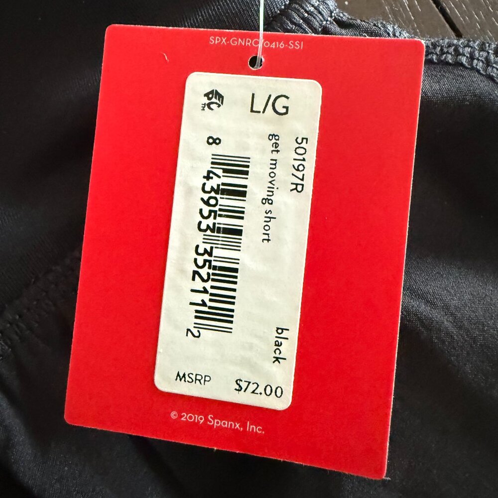 NWT Spanx Get Moving Short Black Large Built-In Spandex Shorts - Picture 4 of 6